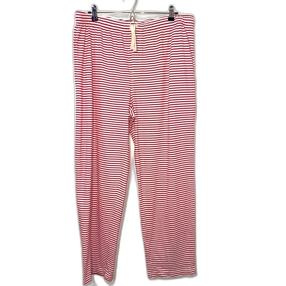 Striped Red & White Women's Pajama Pants - Drawstring Lounge Bottoms